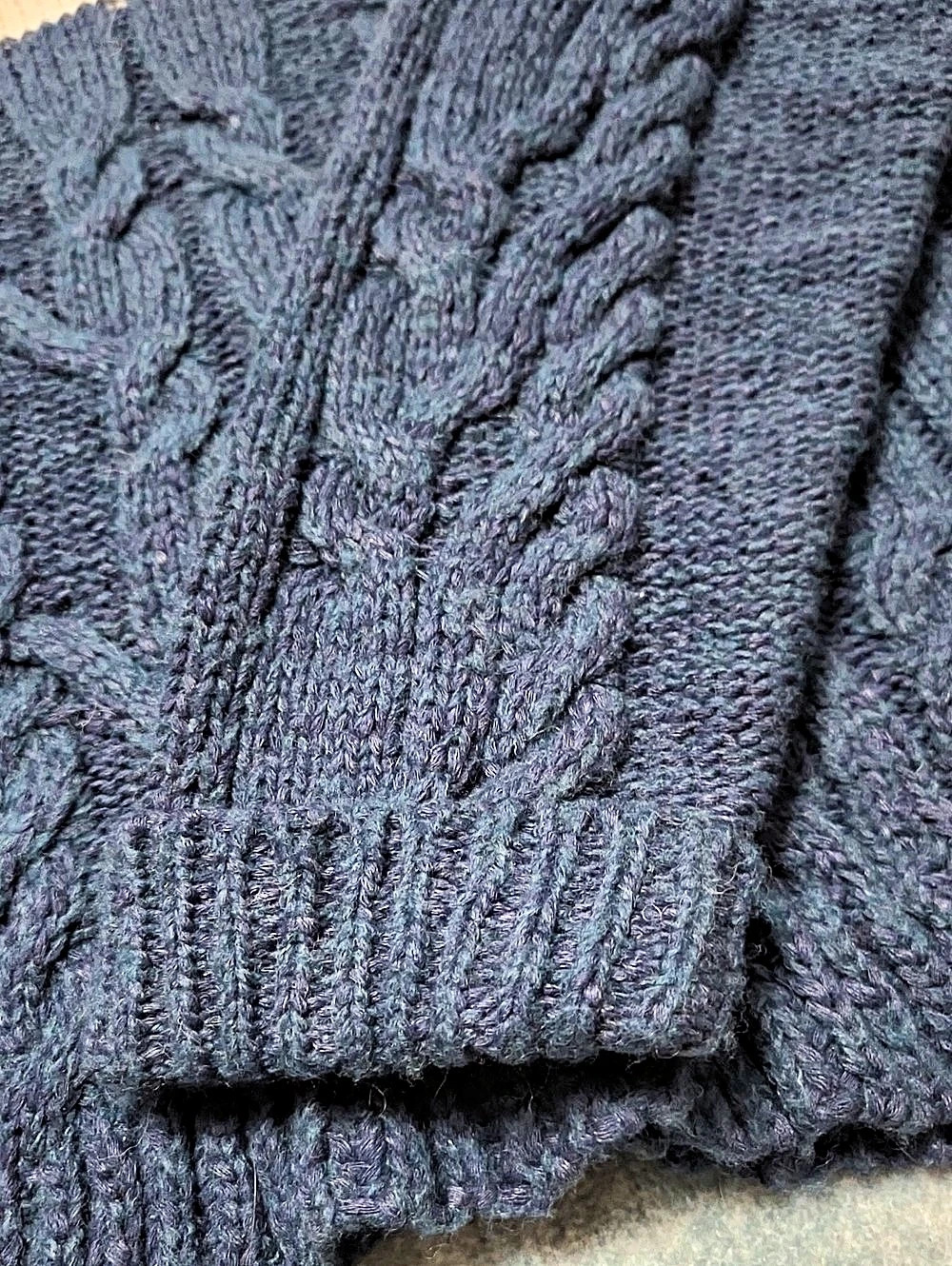 PILCRO Collared Cable-Knit Cardigan Sweater Blue & Cream XL - Picture 8 of 8